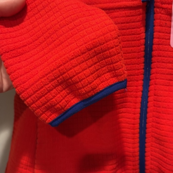 Lands' End - ladies grid Fleece Zip Up Jacket. Size Small. NWT. Orange - Picture 9 of 16